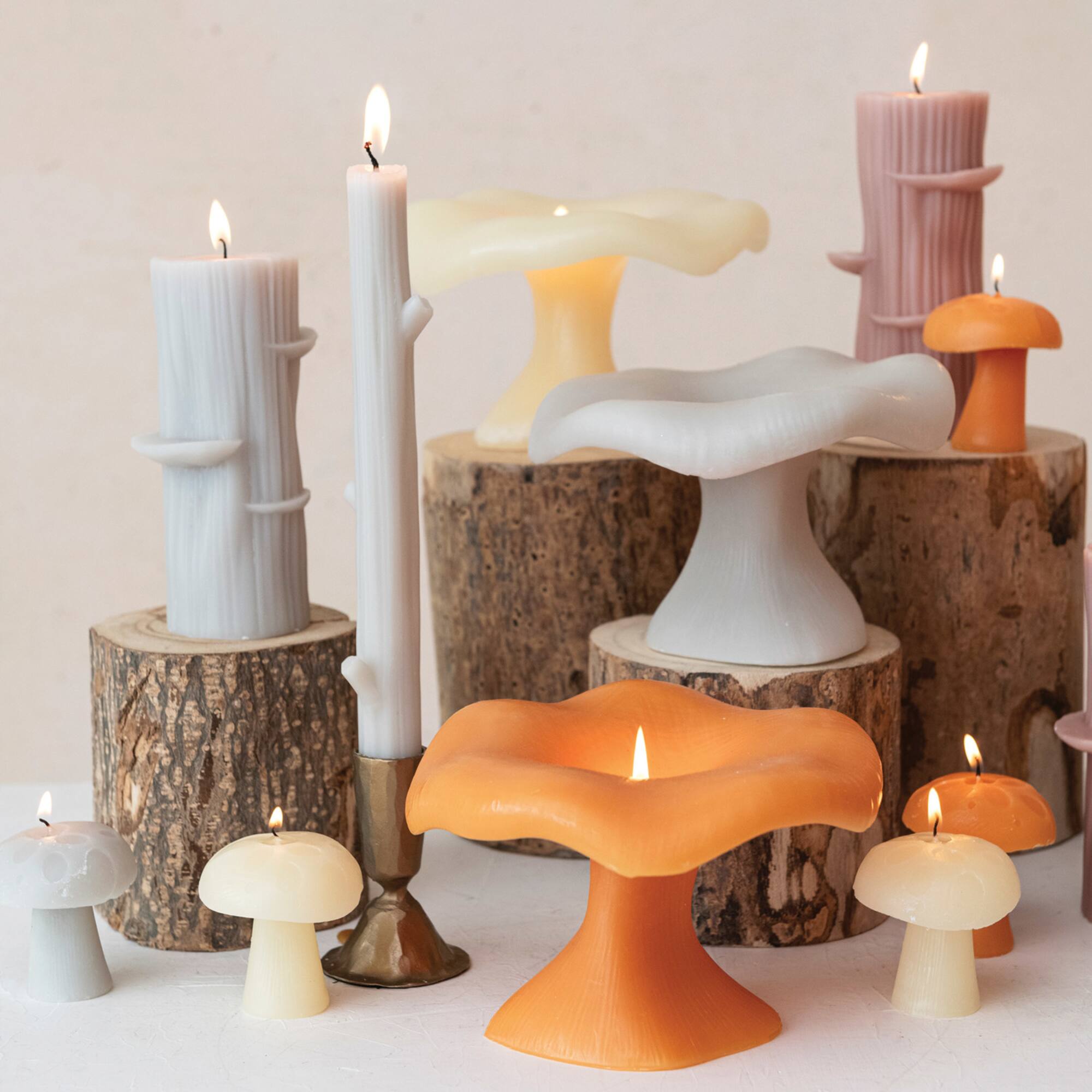 Hello Honey® Unscented Mushroom-Shaped Votive Candles, 4ct.